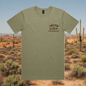 Truth or Consequences Long Horn 100% Cotton Unisex TShirt - Earthy Tones