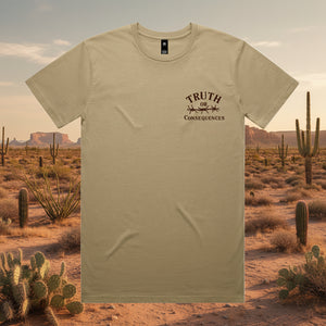 Truth or Consequences Long Horn 100% Cotton Unisex TShirt - Earthy Tones