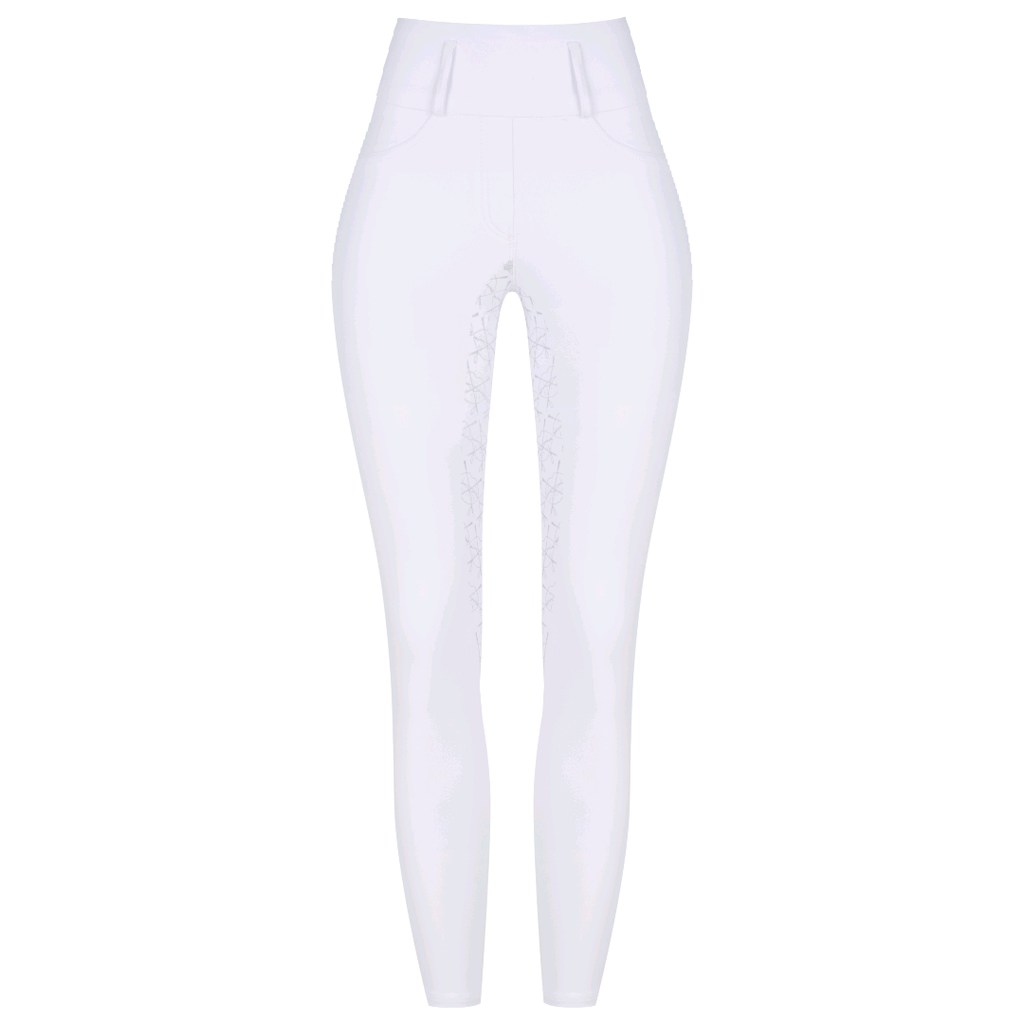Competition Hybrid Breeches - White, FULL SEAT GRIP