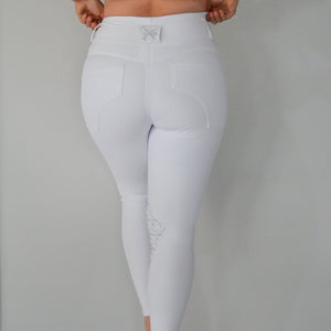 Competition Hybrid Breeches - White, KNEE GRIP